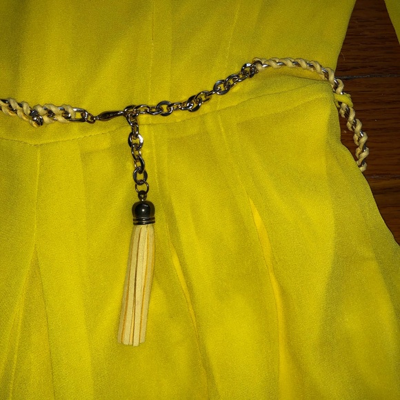 Yellow Long Sleeve Shorts Jumper with Belt - Picture 3 of 3